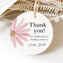 Daisy Pink Girl First Birthday Party Geschenkanhänger