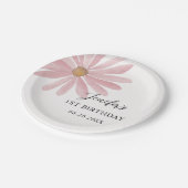 Daisy Pink Girl First Birthday Party Pappteller (Schrägansicht)