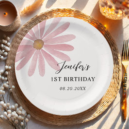 Daisy Pink Girl First Birthday Party Pappteller