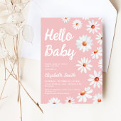 Daisy Pink Hello Baby Girl Baby Shower Einladung