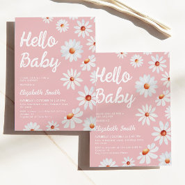 Daisy Pink Hello Baby Girl Baby Shower Einladung