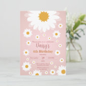 Daisy Pink jeden Geburtstag Einladung (Stehend Vorderseite)