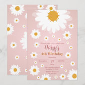 Daisy Pink jeden Geburtstag Einladung (Vorne/Hinten)
