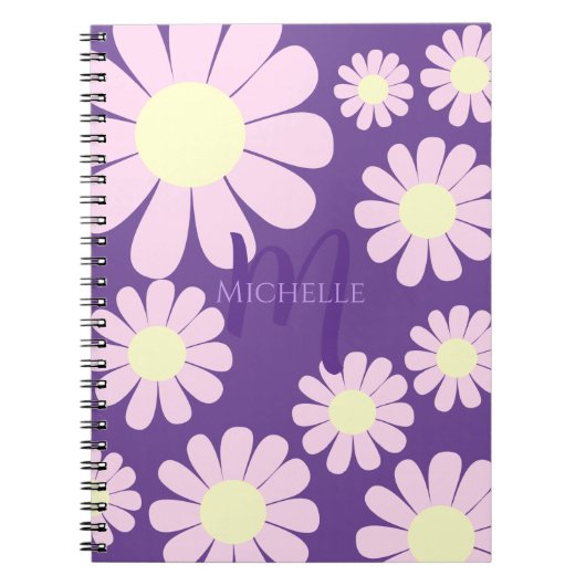 Daisy Pink Lila Monogram Notizblock (Vorderseite)