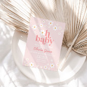 Daisy Pink Retro Baby Dusche Einladung