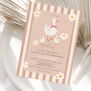 Daisy Pink Striped Niedlich Kleines Gosling Baby D Einladung