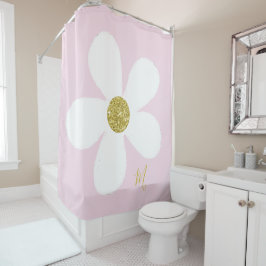 Daisy Pink White Simple Floral Gold Personal Duschvorhang