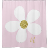 Daisy Pink White Simple Floral Gold Personal Duschvorhang (Vorderseite)