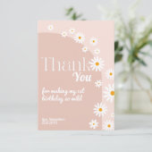 Daisy pink wild one Girl 1. Geburtstag Danke (Stehend Vorderseite)