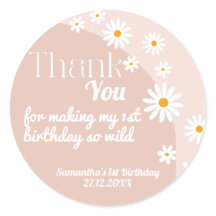 Daisy pink wild one Girl 1. Geburtstag Danke