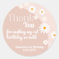 Daisy pink wild one Girl 1. Geburtstag Danke
