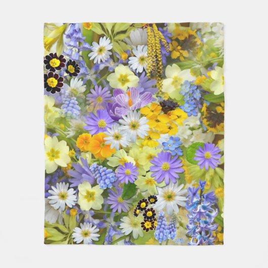 Daisy ,Primrose, Daffodil Flowers Fleecedecke (Vorderseite)