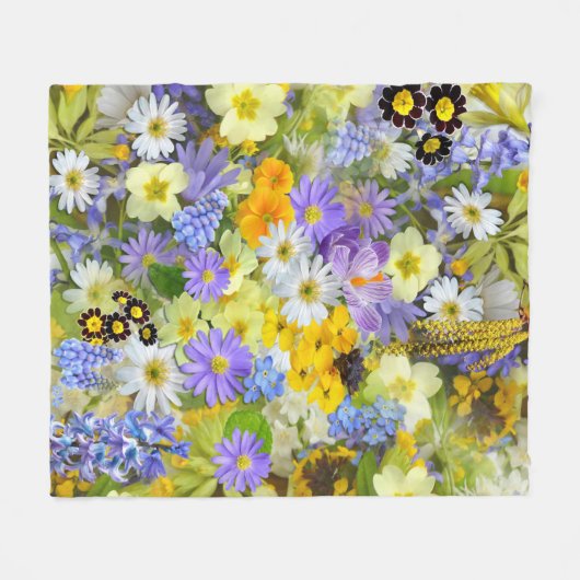 Daisy ,Primrose, Daffodil Flowers Fleecedecke (Vorderseite (Horizontal))