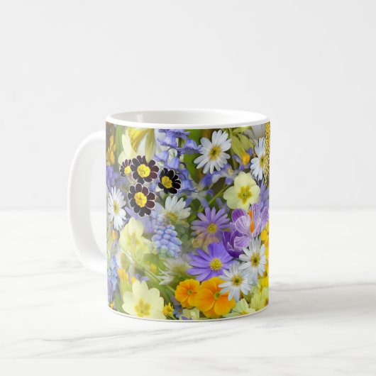 Daisy ,Primrose, Daffodil Flowers Kaffeetasse (Vorderseite Links)