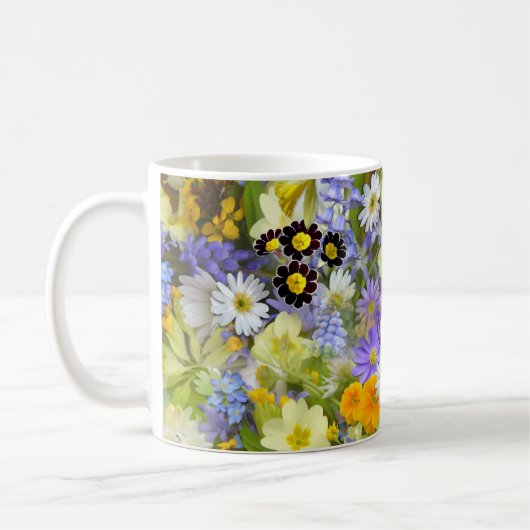 Daisy ,Primrose, Daffodil Flowers Kaffeetasse (Links)
