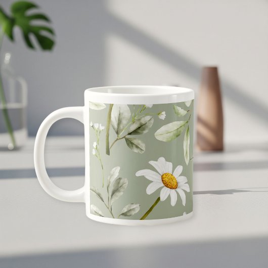 Daisy Print Coffee Mug Wraparound Design  Jumbo-Tasse