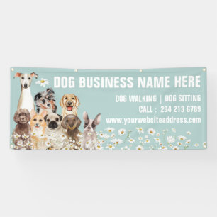 Daisy Puppies Floral Botanischer Hund wachsen Banner