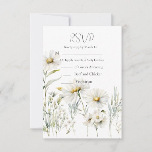 Daisy QR Code Wedding RSVP Karte (Vorderseite)