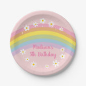 Daisy Rainbow Let's Party Retro Birthday Pappteller (Vorderseite)