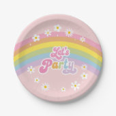Daisy Rainbow Let's Party Retro Birthday Pappteller (Vorderseite)