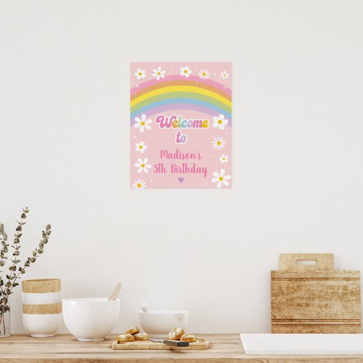 Daisy Rainbow Let's Party Retro Birthday Poster (Küche)
