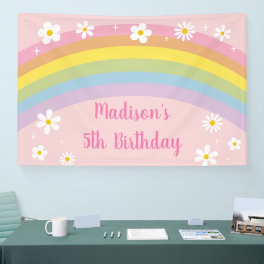 Daisy Rainbow Retro Birthday Banner (Messe)