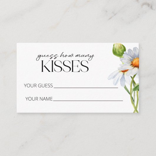 Daisy rät, wie viele Küsse Bridgame Begleitkarte (Vorderseite)