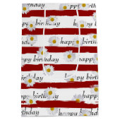 Daisy Red Stripes Birthday Medium Geschenktasche Mittlere Geschenktüte (Rückseite)