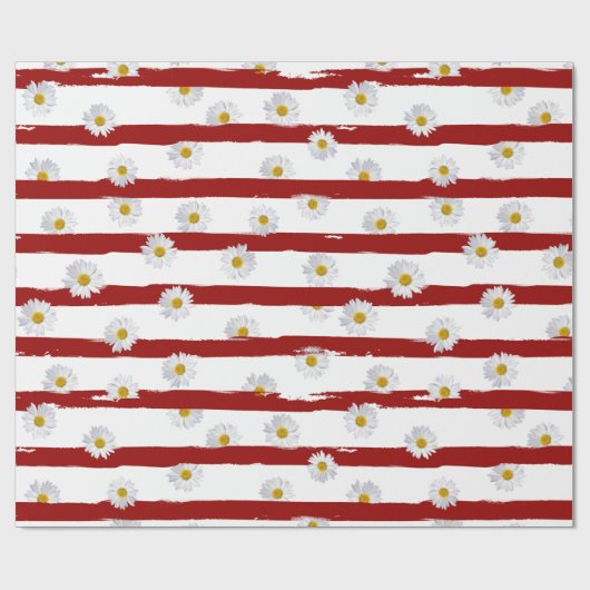 Daisy Red Stripes Geschenkpapier (Flach)