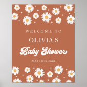 Daisy Retro Baby Gender Neutral Dusche Willkommen Poster (Vorne)