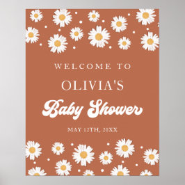 Daisy Retro Baby Gender Neutral Dusche Willkommen Poster