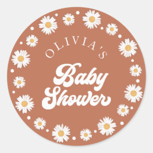 Daisy Retro Babydusche Runder Aufkleber