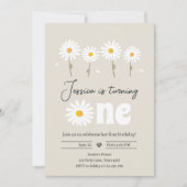 Daisy Retro Boho Party Creme Sand Erster Geburtsta Einladung (Vorderseite)