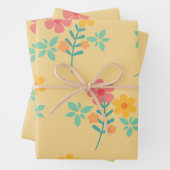 Daisy Retro Bouquet Muster in Gelb Geschenkpapier Set (Beispiel)