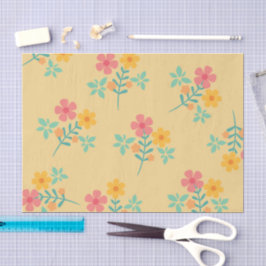 Daisy Retro Bouquet Muster in Gelb Seidenpapier
