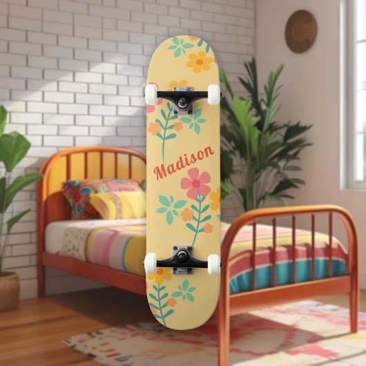 Daisy Retro Bouquet Muster in Gelben Skateboard