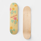 Daisy Retro Bouquet Muster in Gelben Skateboard (Vorderseite)