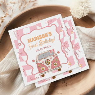 Daisy & Retro Van Pastel Groovy 1. Geburtstag Serviette