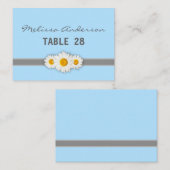Daisy Ribbon - Blue Gray & White Escort Card Platzkarte (Vorne/Hinten)