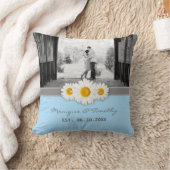 Daisy Ribbon Blue Wedding Anniversary Throw Kissen (Decke)