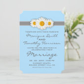 Daisy Ribbon Blue Wedding Einladungskarte Einladung (Stehend Vorderseite)