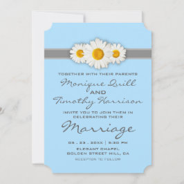 Daisy Ribbon Blue Wedding Einladungskarte Einladung
