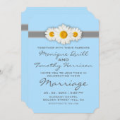 Daisy Ribbon Blue Wedding Einladungskarte Einladung (Vorne/Hinten)