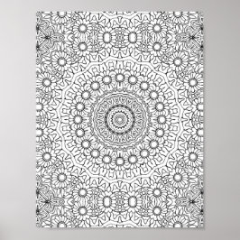 Daisy Ring Mandala Coloring Page Detailed Artwork Poster