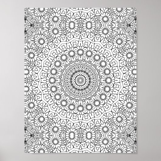 Daisy Ring Mandala Coloring Page Detailed Artwork Poster (Vorne)