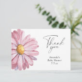 Daisy rosa Wildblume elegant Danke-Card Dankeskarte (Stehend Vorderseite)