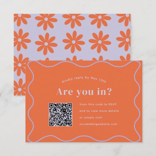 Daisy-RSVP mit QR-Code RSVP Karte (Vorne/Hinten)