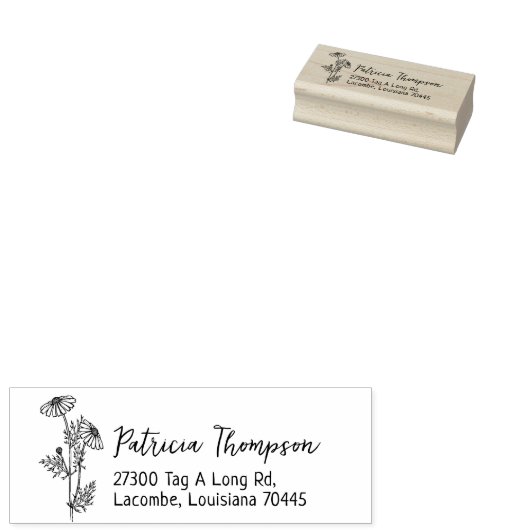 Daisy Rücksendeadresse, einfach botanisch Gummistempel (Stempel)