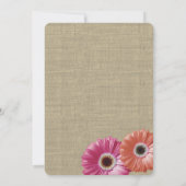 Daisy Rustic Burlap Coral und Pink Einladung (Rückseite)