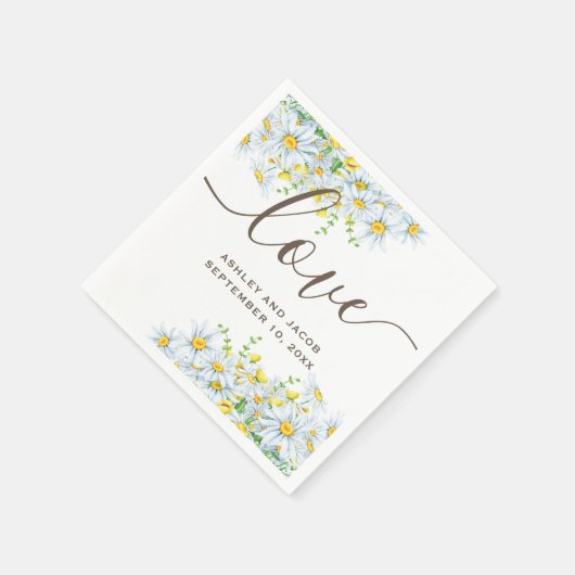 Daisy. Rustic Flowers. Blumenhochzeit Serviette (Ecke)